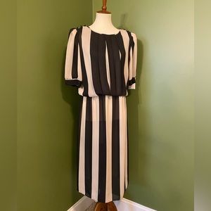 Vintage Sheer Black and Taupe Dress